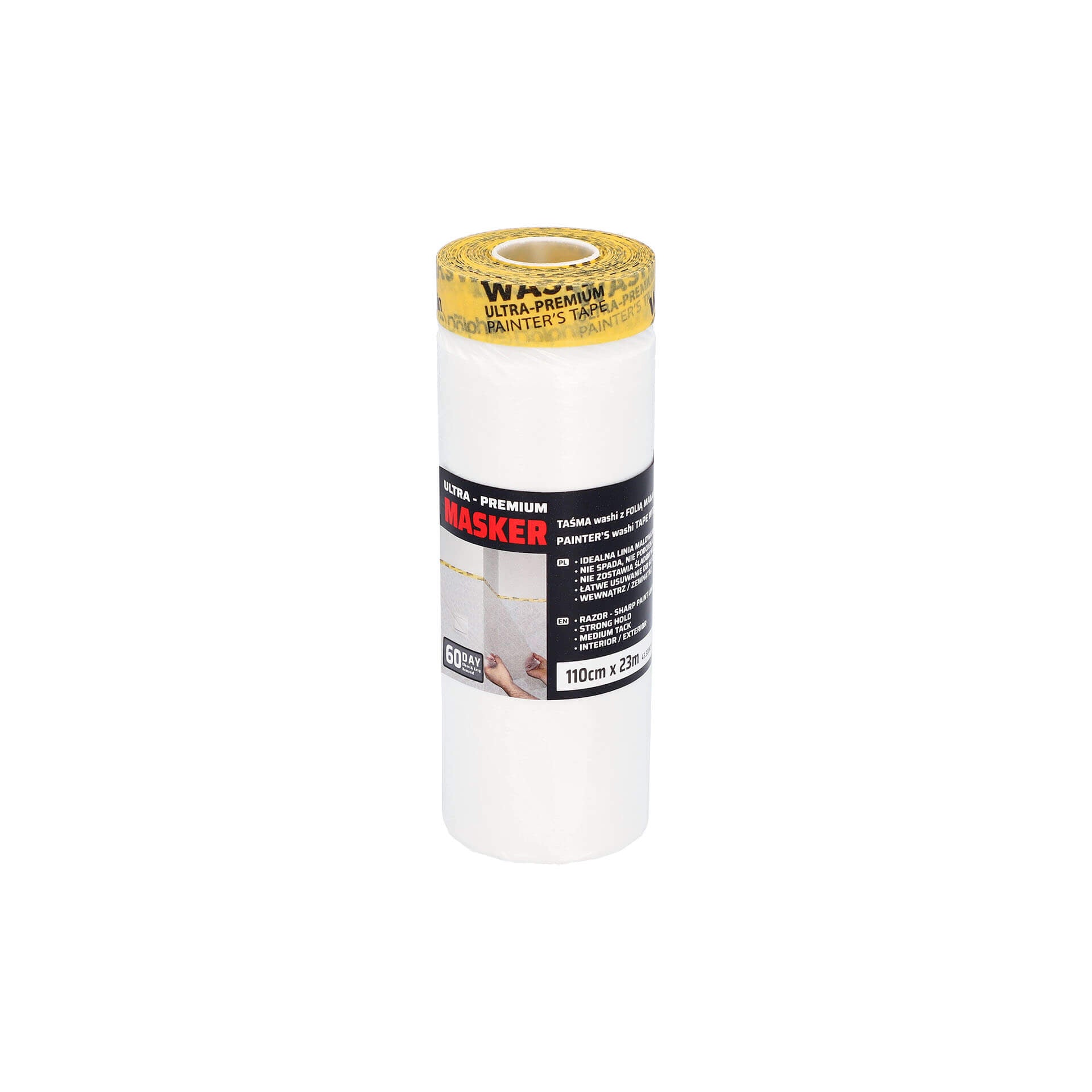 Blue Dolphin Ultra-Premium Masker – Painter's Washi Tape with Plastic Drop Cloth – 280 cm x 15 m
