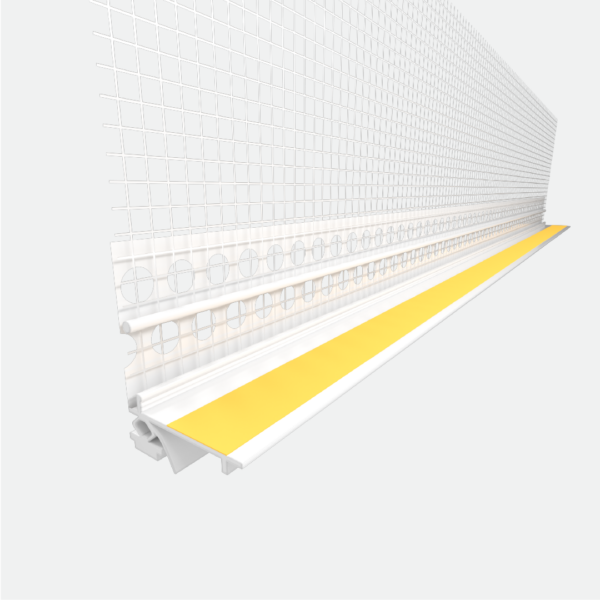 PVC window reveal bead 9mm / 3mm white with seal with mesh l:2500