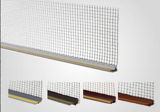 PVC window reveal bead 9mm / 3mm white with seal with mesh l:2500