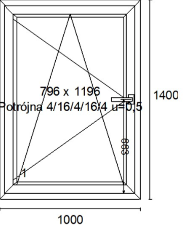 Schüco SI82 Single-Sash Window 1000 x 1400 mm
