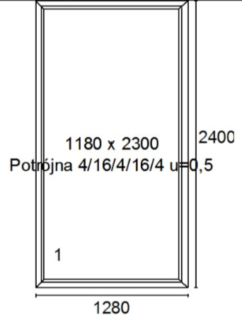 Schüco SI82 Fixed Glazing 1280 x 2400 mm