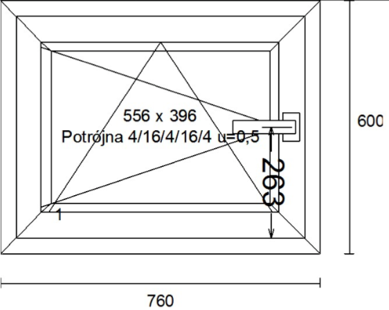 Schüco SI82 Single-Sash Window 760 x 600 mm